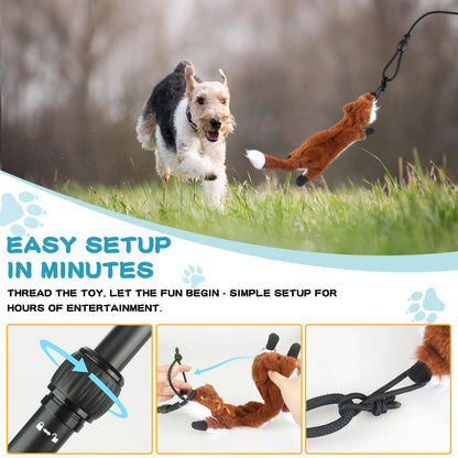 YILAKO Flirt Pole for Dogs - Heavy Duty Interactive Dog Rope Toy, Agility Training Fishing Pole for Large and Small Breeds, Durable Exercise Stick with Replaceable Tails (squeaky toys)