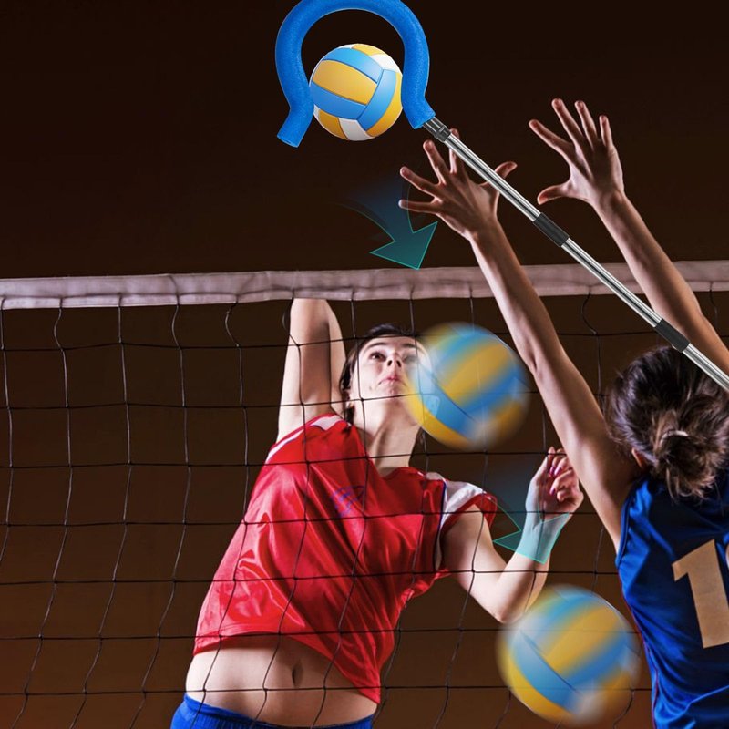 Adjustable Volleyball Spike Trainer with Question Mark Hook, Portable Lightweight Hitting Trainer for Serving, Spiking & Jump Training, Real-Ball Feel, Volleyball Gift for Beginners & Pros (No Ball)