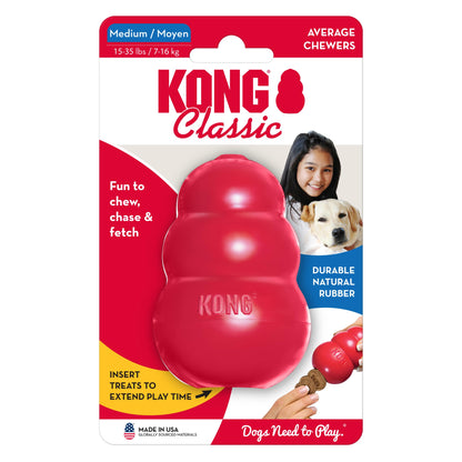 KONG Classic Stuffable Dog Toy - Fetch & Chew Toy for Dogs - Treat-Filling Capabilities - Durable Natural Rubber Material - For Medium Dogs