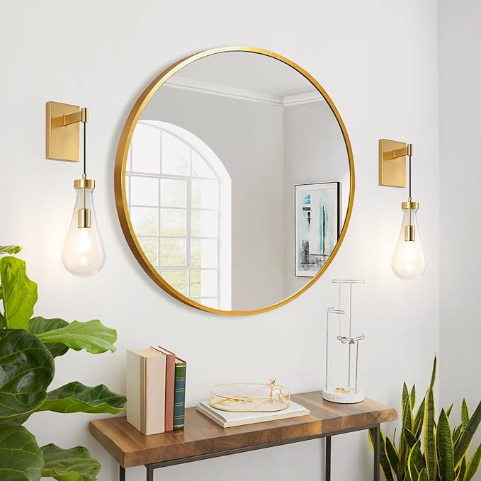 BELS 17inch Gold Wall Sconce, Modern Raindrop Shade Wall Light, 3000K Warm Light, E26, Hardwire Wall Light Fixtures for Living Room, Bedroom, Dining Room, 1 Pack(Bulb Included)