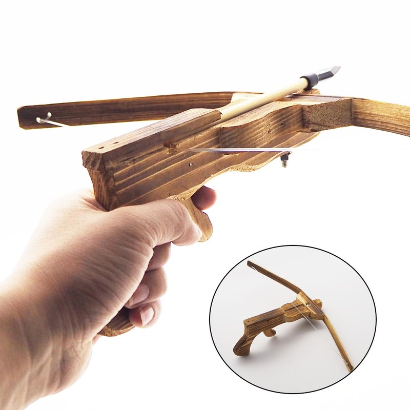 5 Black Glue Arrow shafts - 5 Suction Cup Arrow shafts - 5 Sponge Ball Arrow shafts - Bamboo Bow - Handheld Crossbow