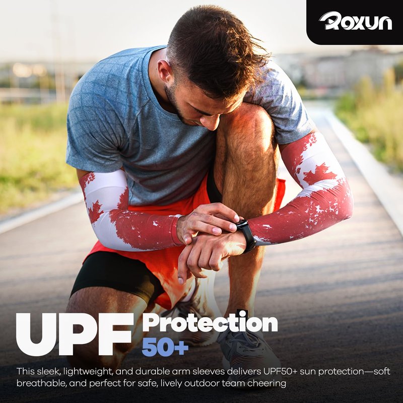 ROXUN 2 Pairs Flag Arm Sleeves Cooling UV Protection for Men Women Soccer Football Sports Argentina Flag