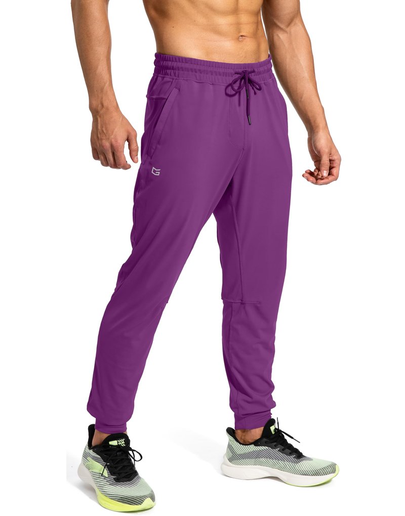 Men's Sweatpants with Zipper Pockets Athletic Pants Traning Track Pants Joggers for Men Soccer, Running, Workout (Purple, X-Small)