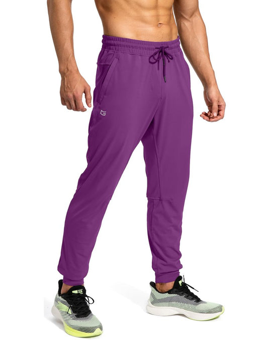 Men's Sweatpants with Zipper Pockets Athletic Pants Traning Track Pants Joggers for Men Soccer, Running, Workout (Purple, X-Large)