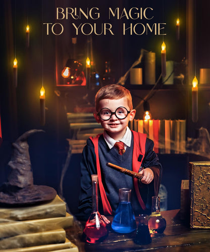 Veol Flameless Floating Candles with Wand Remote 12 PCS, Magic Deco, Hanging with Remote, Battery Operated 6.5" LED Candle, Christmas & Halloween Decorations