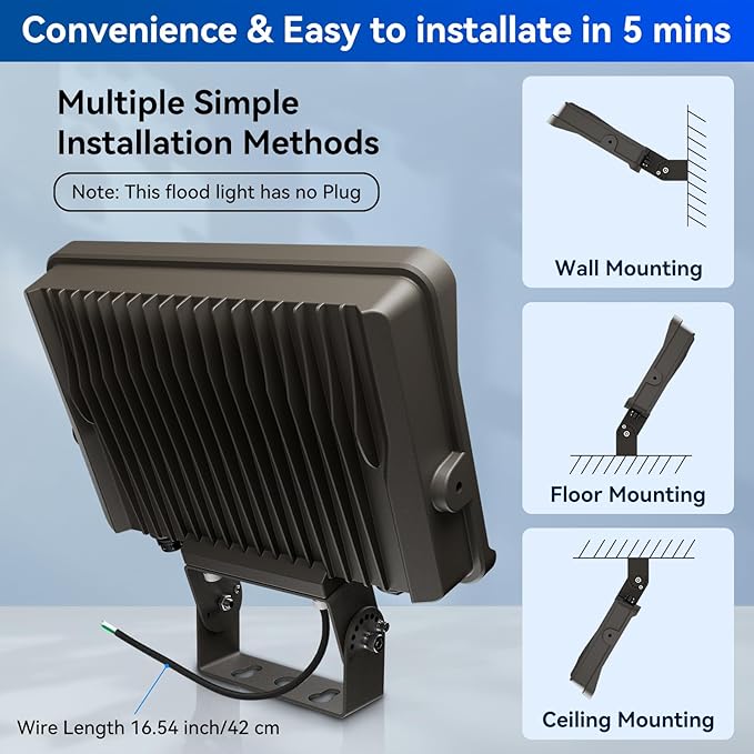 200W Flood Lights Outdoor, 22000LM 5000K with Dusk-to-Dawn Photocell, IP65 Waterproof Security Lights Bright LED Parking Lot Light with Trunnion Mount for Yard Garage Stadium