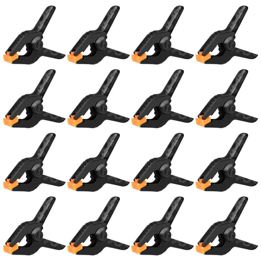 16 Pack Small Spring Clamps, 3.5 Inch Heavy Duty Clamps for Backdrop Stand, Plastic Clips for Crafts and Backdrop Clips for Crafts, Woodworking, Photography, Outdoor