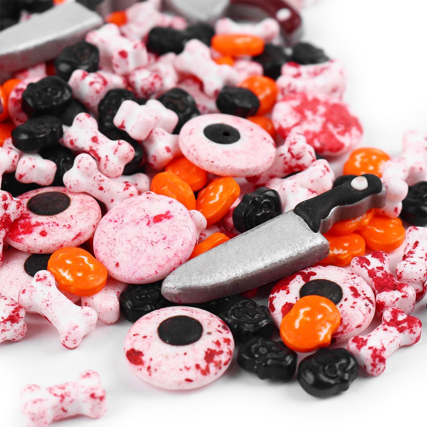 Halloween Sprinkles for Cake Decorations 4.2oz, Edible Bloody Eyeballs Candy, Knife, Blood Dog Bones, Sprinkles for Cupcake Topper, Ice Cream, Candy, Cookie for Halloween Dessert