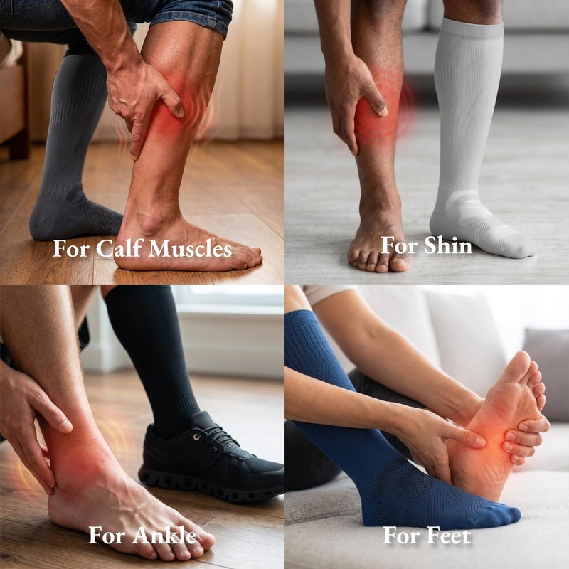 musesox Compression Socks for Women and Men,Knee High 15-20mmHg Graduated Support(3 Pairs) Best for Nurses,Pregnant,Travel