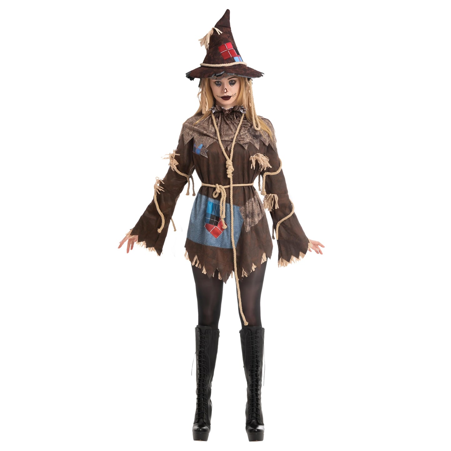 Spooktacular Creations Halloween Women Scarecrow Costume, Wicked Scarecrow Costume Women for Halloween Dress Up Party Cosplay, Role-Playing Cosplay Party (Large)