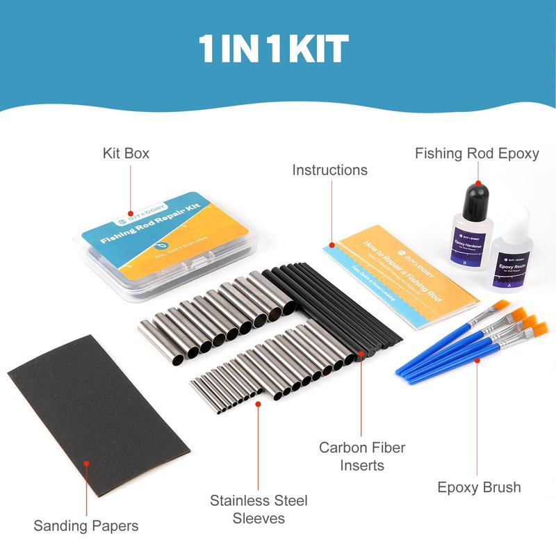 OJYDOIIIY Fishing Rod Repair Kit Complete, Easy&Quick Approach to Repair Broken Fishing Pole with Epoxy Glue