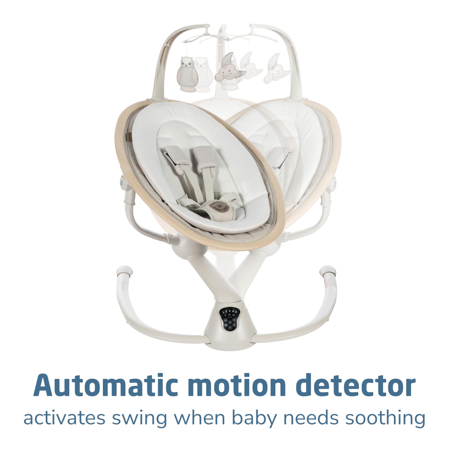 Maxi-Cosi Cassia Baby Swings for Infants: Smart Portable Baby Swing with Music, Lightweight & Foldable Baby Swing, 360 Rotation Infant Swing, Classic Oat