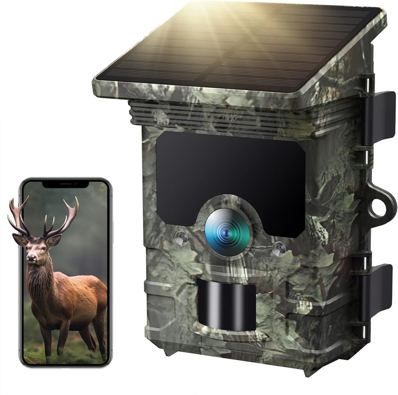Solar Trail Camera - 4K 85MP WiFi Bluetooth Game Camera with Night Vision | Rechargeable 2500mAh Battery, IP66 Waterproof for Wildlife
