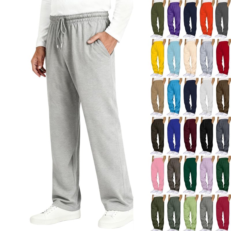 Men's Baggy Sweatpants Fleece Straight Leg Casual Sweat Pants Drawstring Athletic Workout Gym Jogger with Pockets