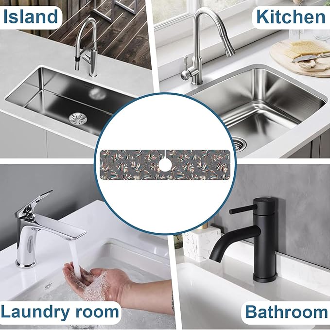 Ceramic Texture Sink Splash Guard Kitchen Tiles Faucet Absorbing Mat Fast