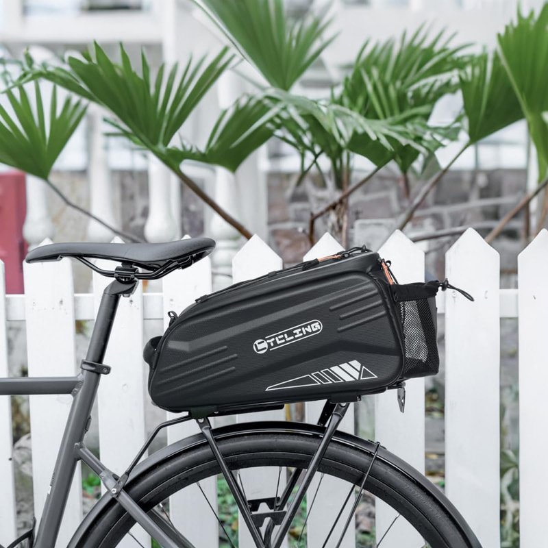 Bike Bags for Bicycle Rear Rack, Waterproof Hard Shell Bike Rack Bag, 8L Reflective Ebike Trunk Pannier with Shoulder Strap, Bike Saddle Bag, Seat Bag for Commuter Travel Outdoor Cycling Accessories