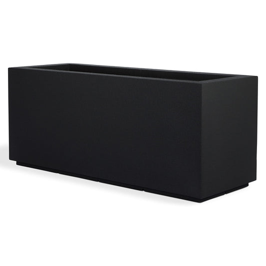 PolyStone Milan Rectangular Trough Planter – 46" x 17" x 19" – Large Lightweight Indoor/Outdoor Planter Box – Modern Stone-Look Resin – Durable All-Weather w/Drainage Holes – Made in USA – Black