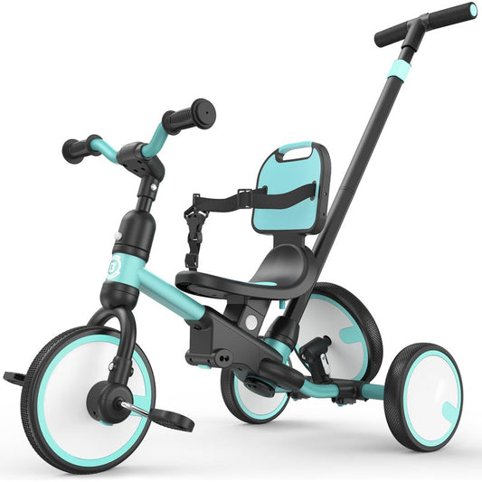 besrey 5-in-1 Toddler Tricycle with Push Handle, Grow with Me Kids Trike for 1-3 Years, Balance Bike & Tricycle, Adjustable Parent Steering, Safety Seat with Backrest