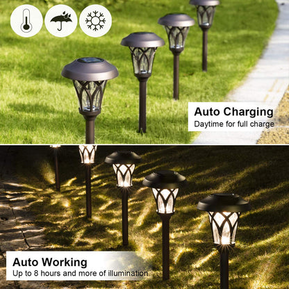 GIGALUMI 6 Pack, Solar Landscape Lights Warm White, Super Bright High Lumen Waterproof Metal Automatic Solar Pathway Yard Lights for Path, Garden, Lawn, Patio and Walkway