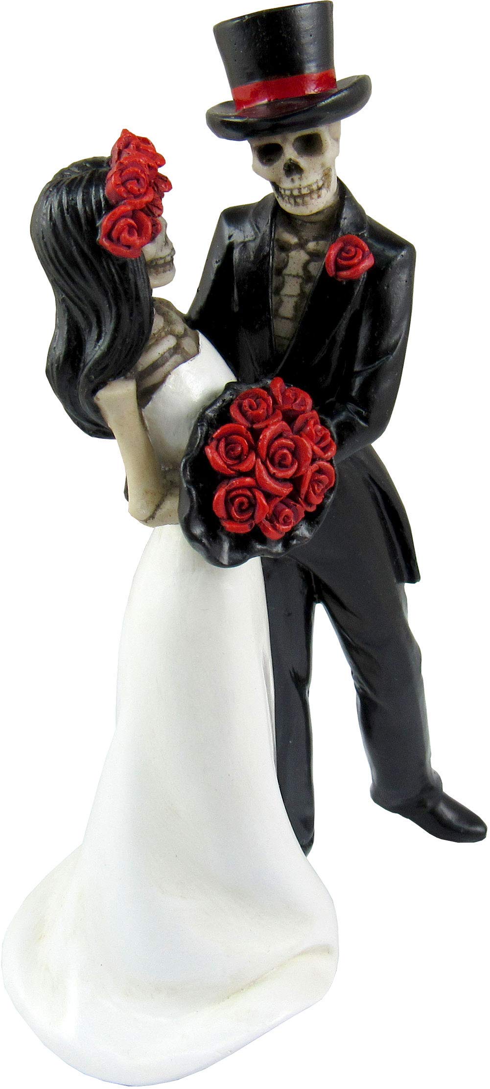DWK - Amor Por Vida - Collectible Hand-Painted Day of The Dead Dancing Skeleton Couple Halloween Gothic Lovers Romantic Bride & Groom Figurine Wedding Statuette, 6.5-inch