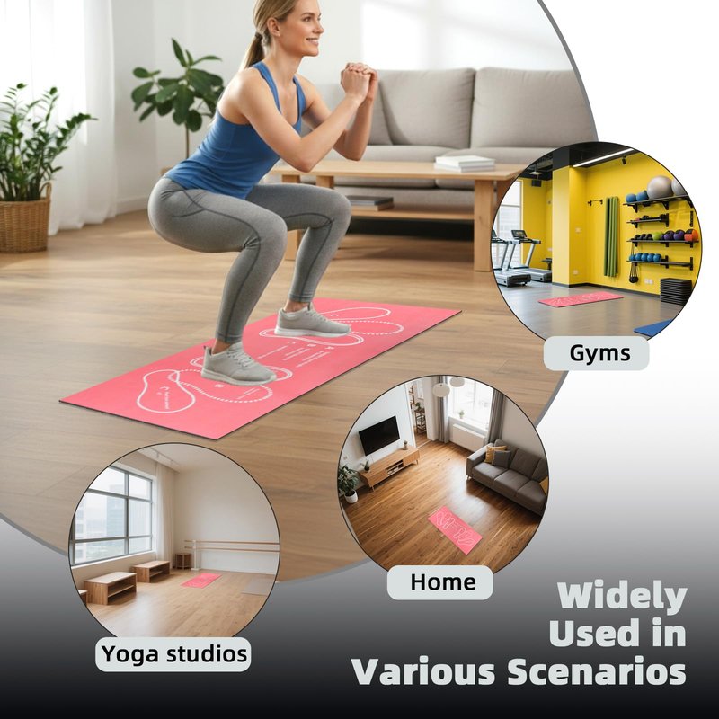 Workout Squat Pad with Foot Position, Non-Slip & Stabilizing Squat Mat, 31'' X 13.6'' Gym Pad for Squats, Leg Training and Lunges, Portable Mat is the Ideal for Fitness Enthusiasts (Pink)