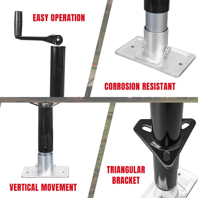 Road DAWG A-Frame Trailer Jack, 2,000 LBs Capacity, 14 Inches Vertical Travel, Top-Wind Handle Trailer Tongue Jack with Foot Plate, for Camper, RV，ATR39004MB