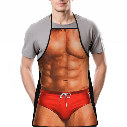 Landisun Apron Kitchen Chef Cooking Gag Gift 1 Piece of Creative Funny Grilling Baking (Macho Muscle Man)