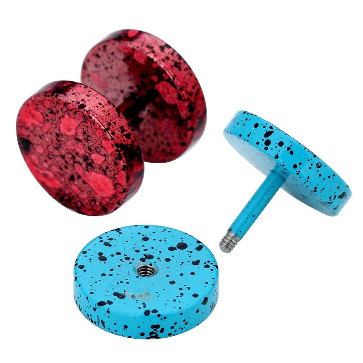 JewelrieShop Fake Plugs Faux Gauges Plugs Earring for Men Stainless Steel Studs Circle Flat Back Cheater Illusion Tunnel Dumbbell Earrings Ear Plugs Women(16G,6-12 Pieces,10mm)