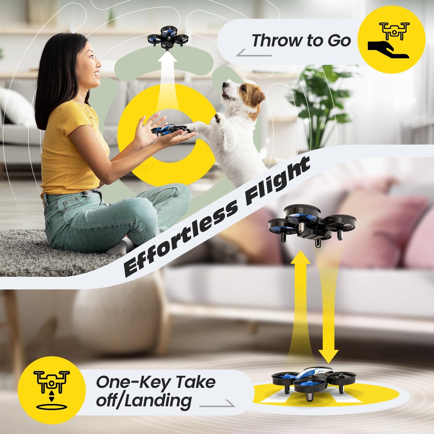 Holy Stone Mini Drone for Kids and Beginners RC Nano Quadcopter Indoor Small Helicopter Plane with Auto Hovering, 3D Flips, Headless Mode and 3 Batteries, Great Gift Toy for Boys and Girls, HS210 Blue