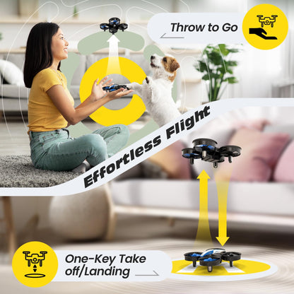 Holy Stone Mini Drone for Kids and Beginners RC Nano Quadcopter Indoor Small Helicopter Plane with Auto Hovering, 3D Flips, Headless Mode and 3 Batteries, Great Gift Toy for Boys and Girls, HS210 Blue
