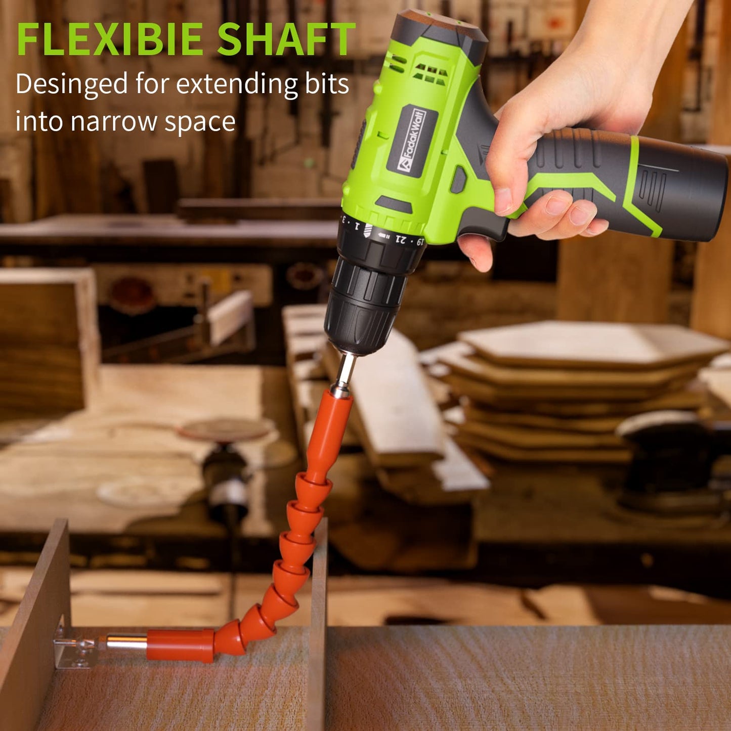 FADAKWALT 12V CordlessDrill, Battery Power Drill Drivers, 3/8” inch Keyless Chuck, Electric Screwdriver Kit, 21+1 Torque Setting, Combi Drill with Li-Ion Battery and Charger
