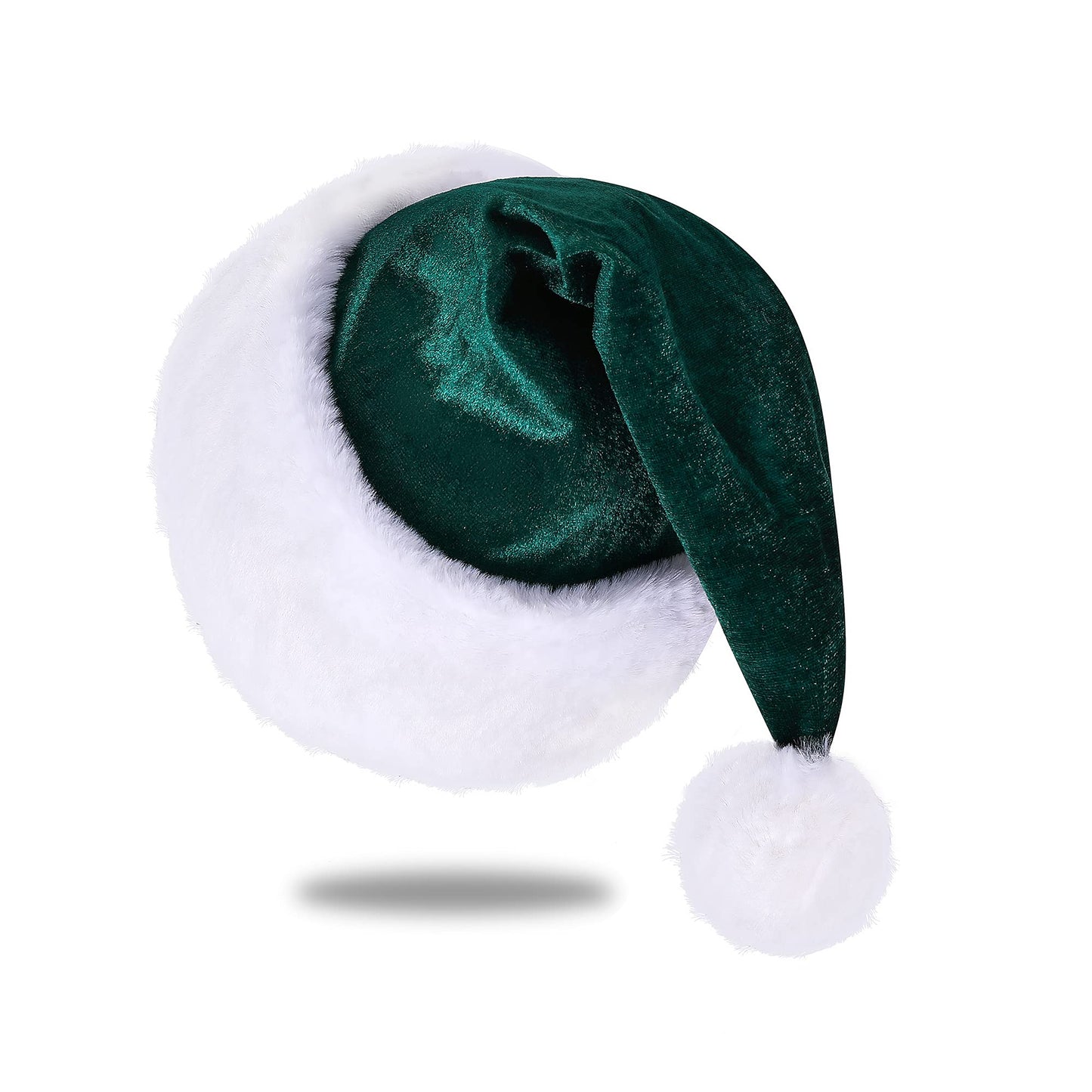 Eoocan Santa Hat, Santa Hats for Adults, Unisex Velvet Comfort Green Christmas Hat Hats Extra Thicken Classic Plush for Christmas New Year Festive Holiday Party Supplies