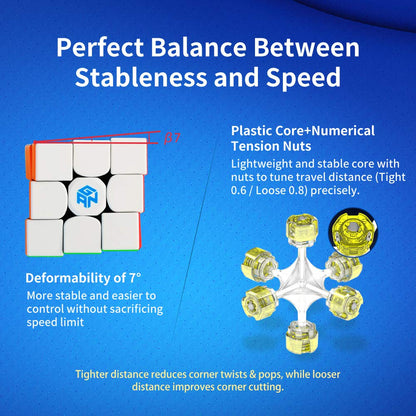 GAN 356R S,3x3 Speed Cube 356RS Magic Cube Professional Puzzle Cube Ultra Durable and Flexible for Kid&Adults,Non-Magnetic(Stickerless