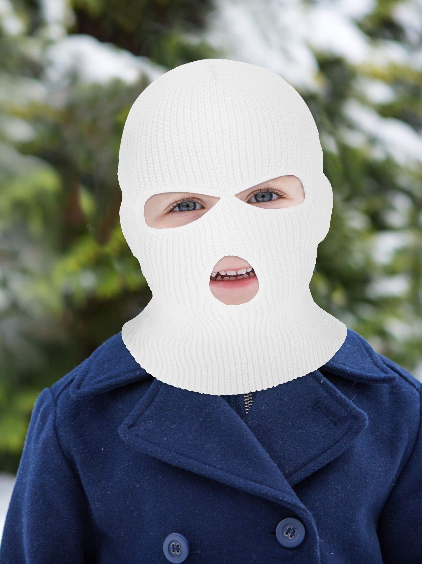 SATINIOR 3 Holes Ski Mask Full Face Cover Outdoor Balaclava Winter Knitted Neck Gaiter for Halloween Sports Cycling(Large,Pure White)