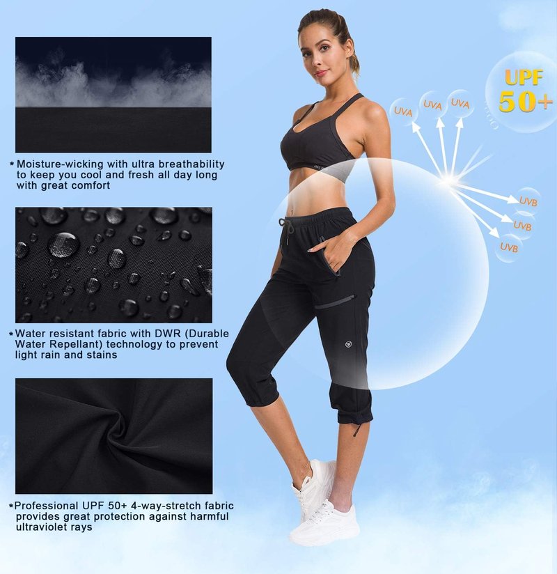 Women's Hiking Capris - Quick Dry Cargo Pants | Water Resistant UPF 50+