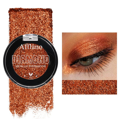 Afflano Metallic Orange Red Eyeshadow, Warm Glitter Eyeshadow Palette One-Swipe Coverage, Intense Color Sparkle Red Brick Eye shadow, Long Lasting Fall Eye Shadow for Women Halloween Pumpkin Makeup