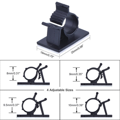 50 Pcs Wire Clips Adhesive Wire Clamps Black Cable Clips Nylon Wire Adjustable Cable Clips Adhesive Cable Management Clips Adjustable Clamp