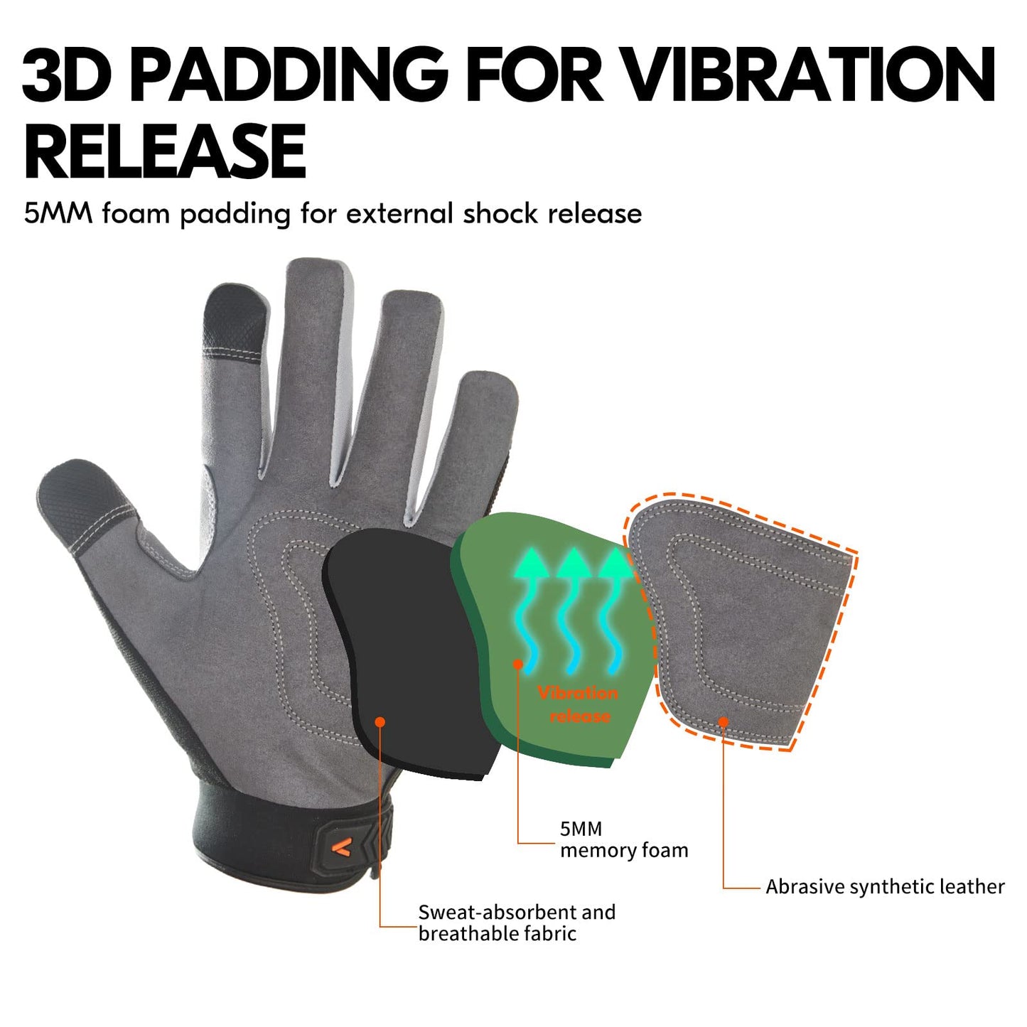 Vgo... 1 Pair Synthetic Leather Multi-Functional Work Gloves, Gardening Construction Builder Gloves (Size XL, Black, SL7584)