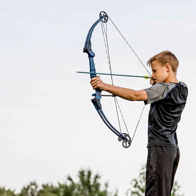 Genesis Original Compound Bow & Arrow Kit- Adjustable Riser, 15"-30" Draw Length, 10-20 lb Draw Weight, All Skill Levels, Draw Hand - Left, Purple