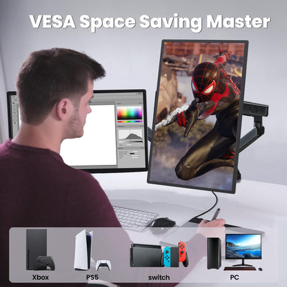 23.8'' Portable Monitor,FHD 1080P 100Hz IPS Laptop Screen Extender,USB-C HDMI Large Office Gaming Second Monitor Extender with Detachable Stand for Mac Windows PS5 Xbox Switch(Built-in Speakers)