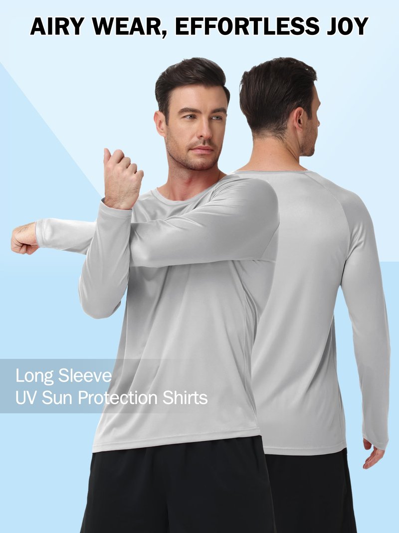 ZITY 5 Pack Long Sleeve Shirts for Men UPF 50+ UV Sun Protection Quick Dry Athletic Shirts for Fishing Running Workout Rash Guard