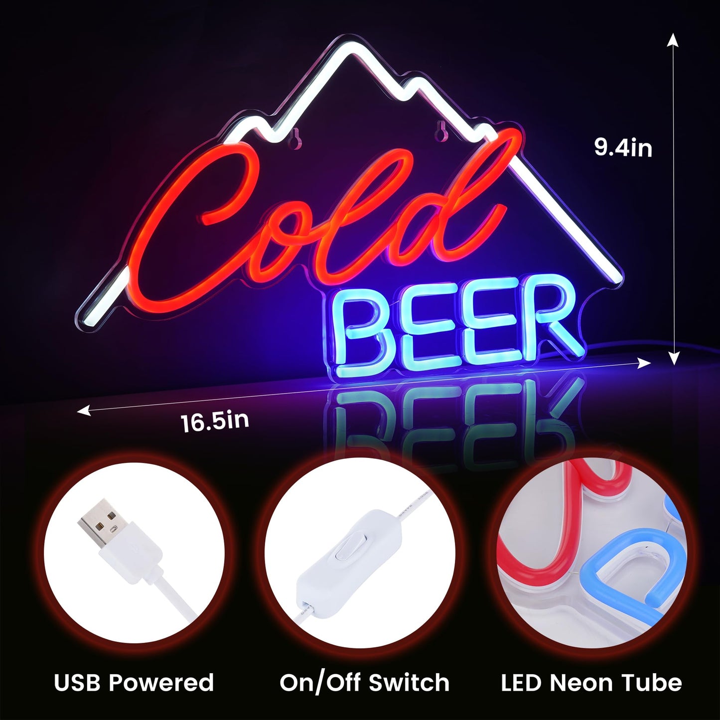 Kavaas Its 5 O'clock Somewhere Neon Sign, Neon Bar Signs for Home Bar Decor, Man Cave Pub Party - Best Gifts for Husband, Father, Birthday, Christmas