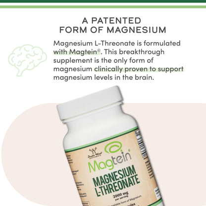 Double Wood Magnesium L Threonate Supplement | 120 Capsules (30 Servings) High Strength Magnesium L Threonate (4 per Serving) 2000mg