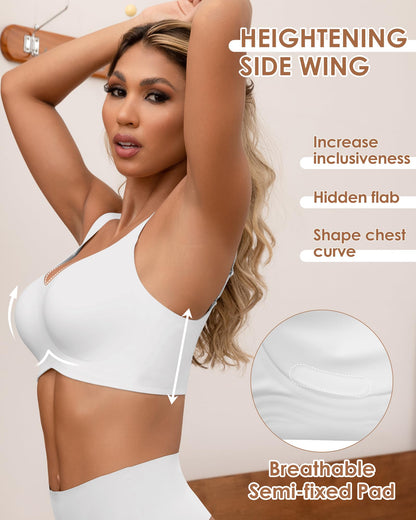 HORISUN Full Coverage Bras for Women with Support and Lift Comfortable Seamless Bra (White X-Large)