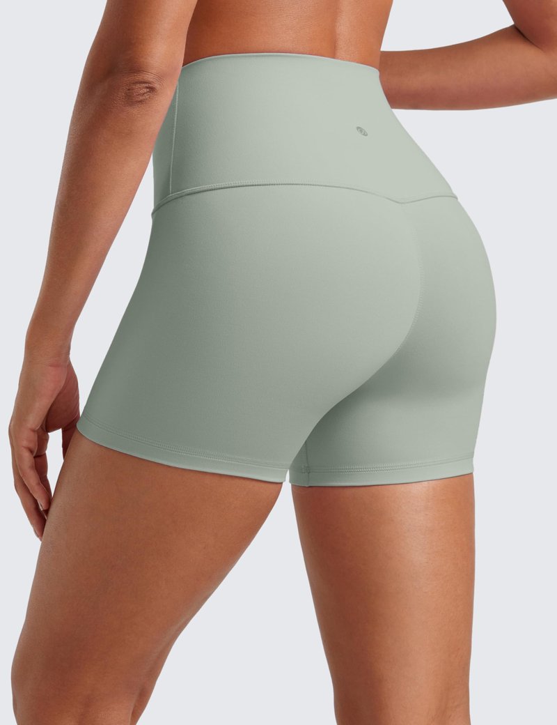 CRZ YOGA Butterluxe Biker Shorts 4'' - High Waisted Booty Workout Volleyball Yoga Womens Spandex Green Palm Court X-Large