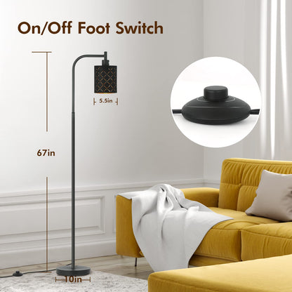 Gothic Floor Lamp with Laser-Cutout Lampshade, LED Standing Lamp for Living Room & Bedroom, 67 Inch Black Arc Modern Farmhouse Lamp with Foot Switch, E26 Base Socket, Perfect for Magic Decor Lamps