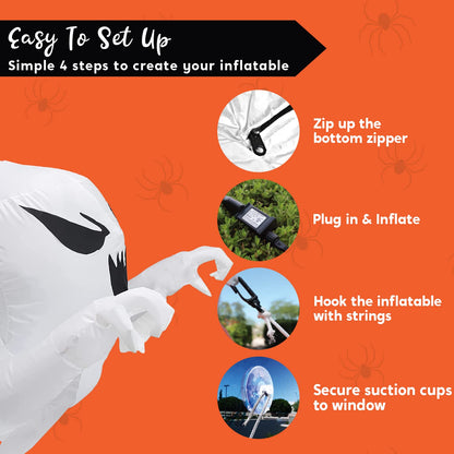 Joiedomi 4.5 FT Halloween Inflatable Scary Flying Ghost Broke Out from Window Inflatable with Build-in LED Blow Up Ghost for Halloween Party Indoor, Outdoor, Yard, Garden, Lawn Decoration