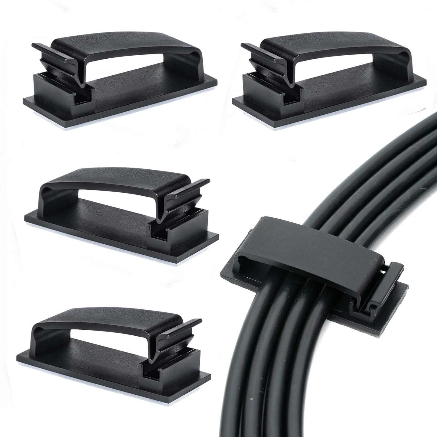 Helboar Cable Clips 50PCS, Self Adhesive Cable Management Clips, Cord Organizer Wire Clips Cord Holder for Appliances PC Wall Ethernet Cable Under Desk Nightstand Home Office Car