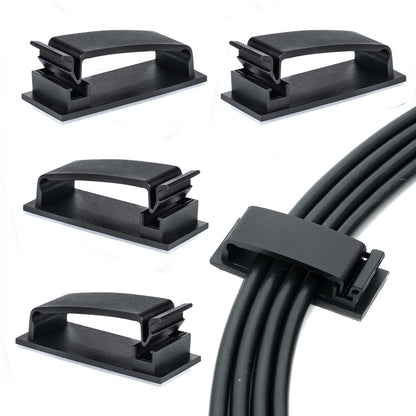Helboar Cable Clips 50PCS, Self Adhesive Cable Management Clips, Cord Organizer Wire Clips Cord Holder for Appliances PC Wall Ethernet Cable Under Desk Nightstand Home Office Car