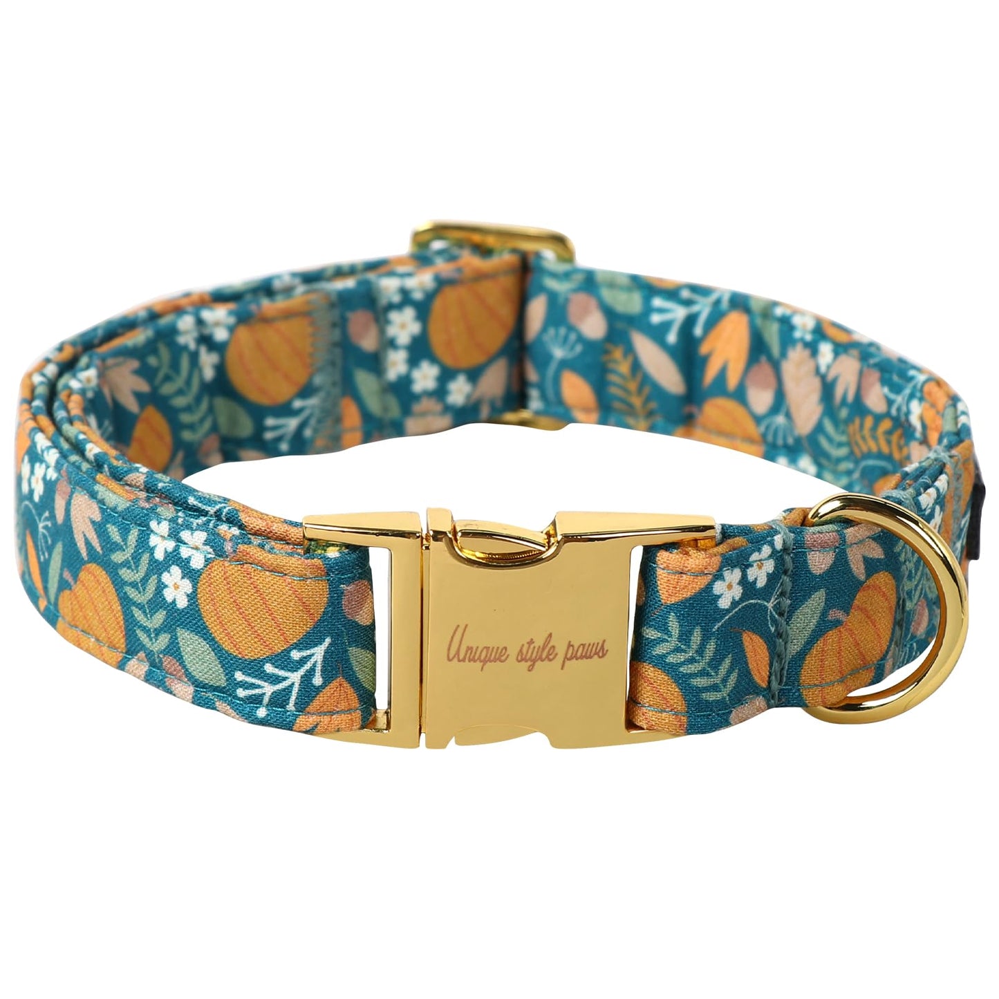 Unique style paws Dog Collar Green Pumpkin Flower Metal Buckle Durable Puppy Collar Halloween for Small Medium Large Boys Girls Dogs